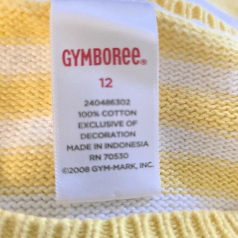 Gymboree Yellow and White Striped Shortsleeve Sweater Dress Size 12